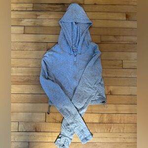 Free People Cropped Hoodie in Gray, Size Small